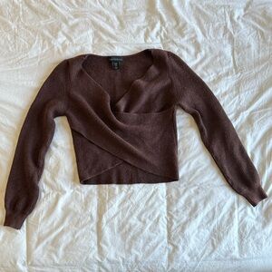 House of Harlow 1960 Brown Cropped Wrap Sweater